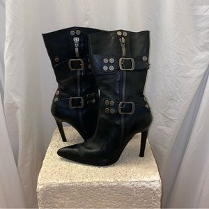 Harley Davidson Leather High Heel Buckle Boots size 8